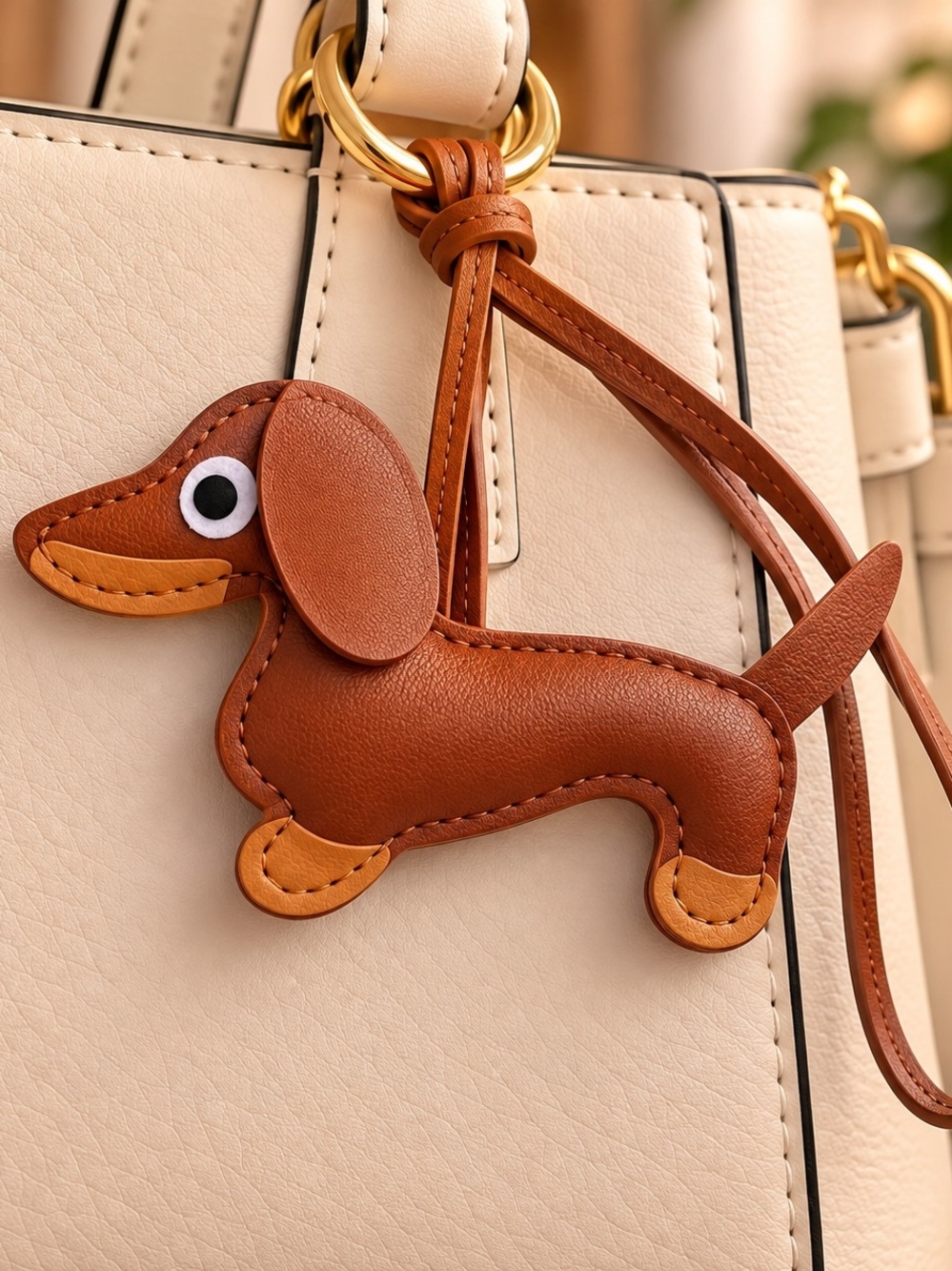 Brown Dachshund Dog Faux Leather Purse Bag Charm New